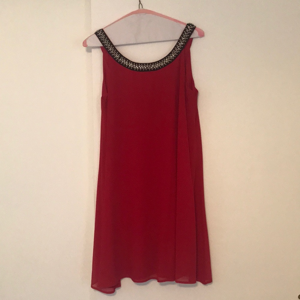 Knee length red cocktail dress